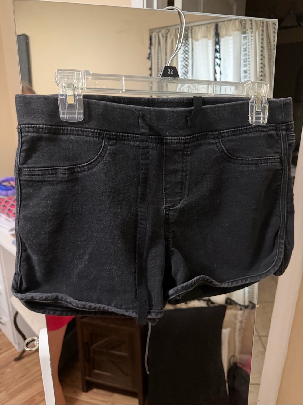 No Boundaries Black Denim-Style Drawstring Shorts